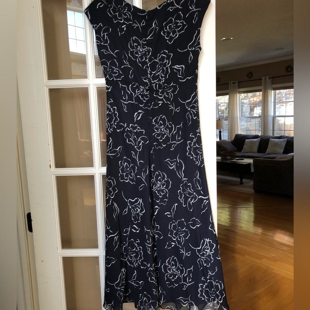 Chaps Navy Floral Midi Dress-Size 6-NWOT